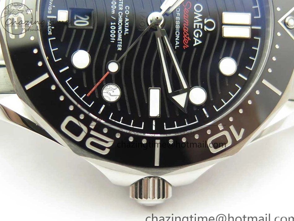 0520 2018 Seamaster Diver 300M OMF Best Edition Black Ceramic Black Dial on SS Bracelet A8800 (Black Balance Wheel) Breathable 7959